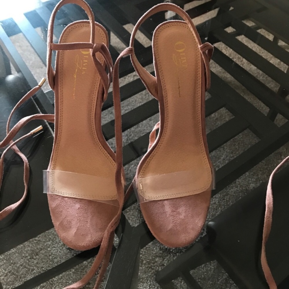 Rose/Clear Wrap Around Heels